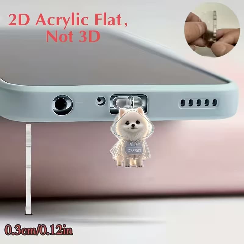 Acrylic 2D Flat Cross-Border Hot-Selling Phone Dust Plug Pendant Cute Cat Charm Type-C Oval Interface