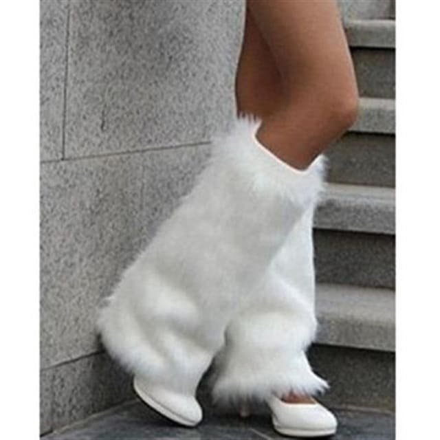 Faux fur leg warmers, short fur boot covers, fur foot warmers for women