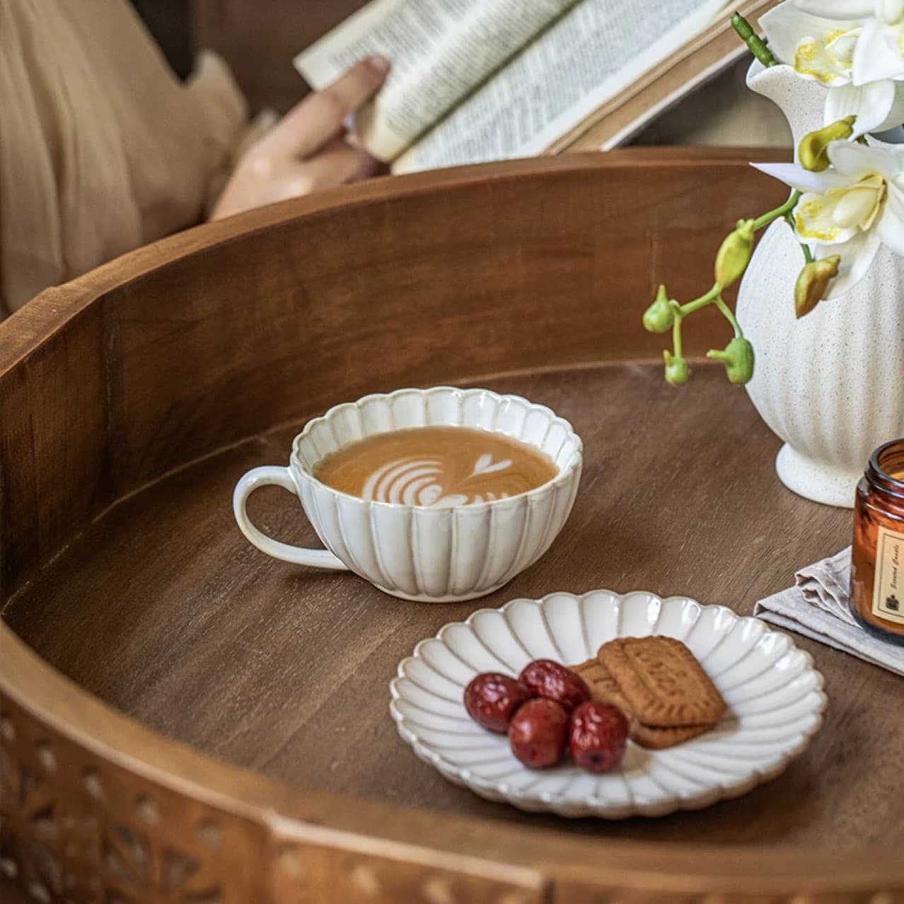 Vintage Distressed European Chrysanthemum Milk Breakfast Cup Dessert Bowl Ceramic Cup Coffee Cup Beverage Cup Tableware