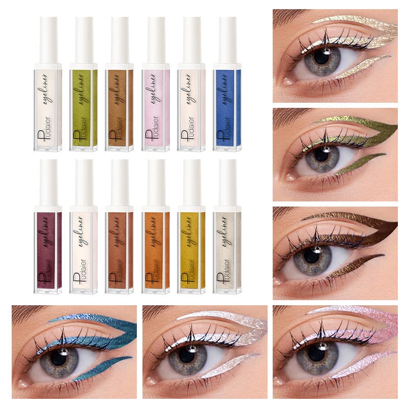 Cross-border Pudaier colorful liquid eyeliner pen eyeliner cream waterproof quick-dry 12-color liquid eyeliner makeup wholesale