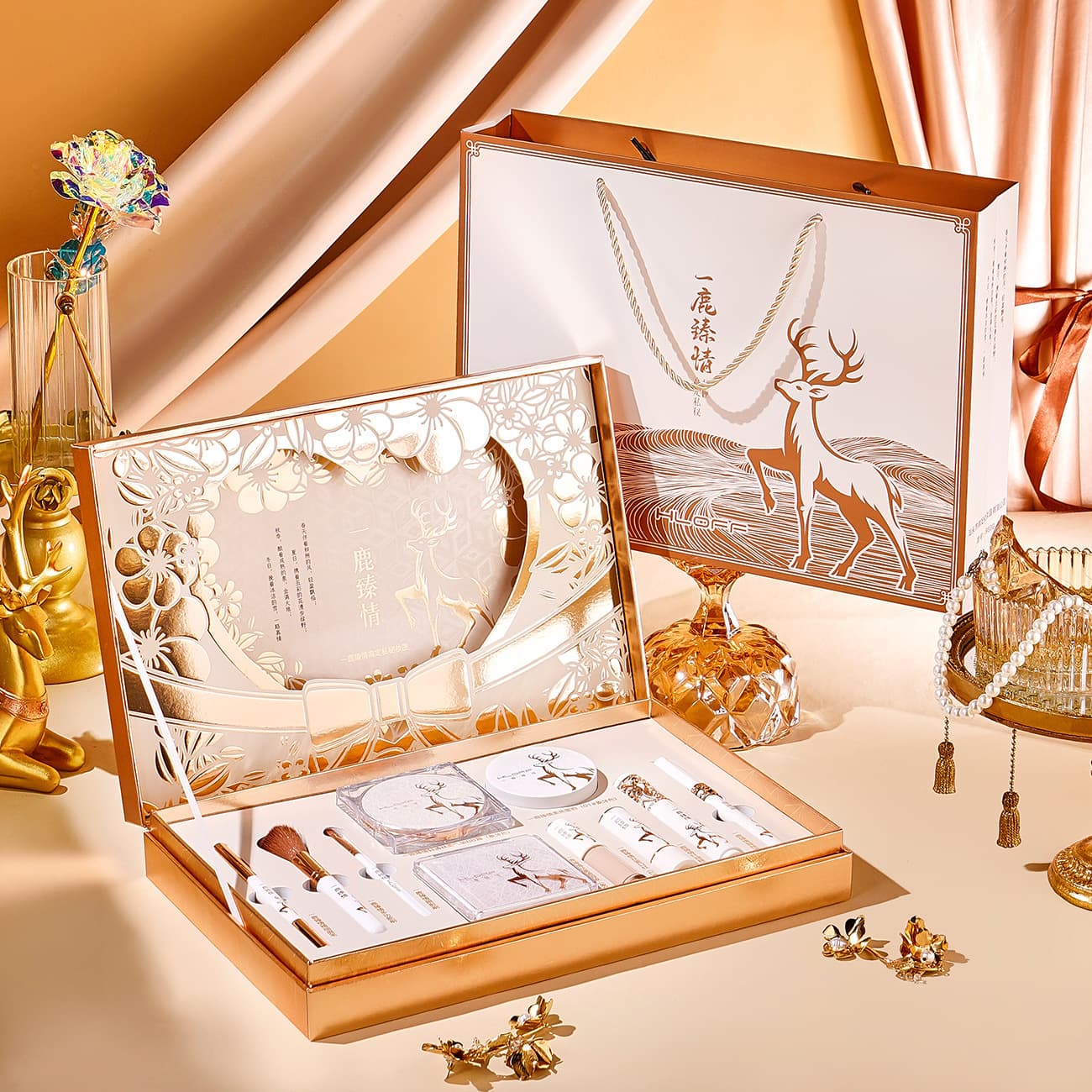 HLOFF Yilu Zhenqing makeup ten-piece set with gift bag, light luxury goodies, Chinese Valentine's Day, young people's first choice for beauty