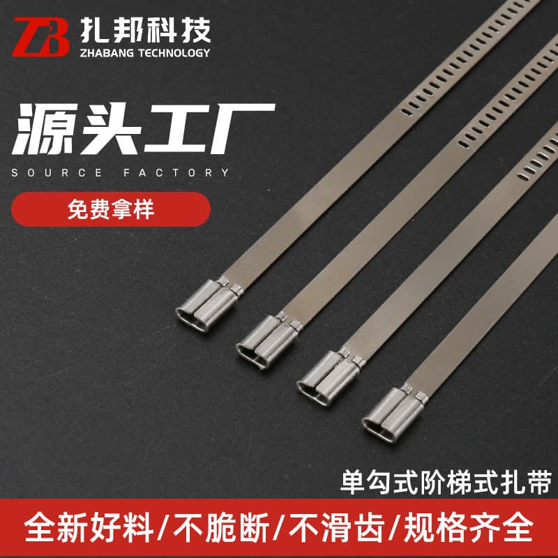 304 Style Stainless Steel Cable Ties, Single Hook Step-Type Ties, Multiple Specifications Non-Retractable Internal Buckle T-Type Plastic Ties