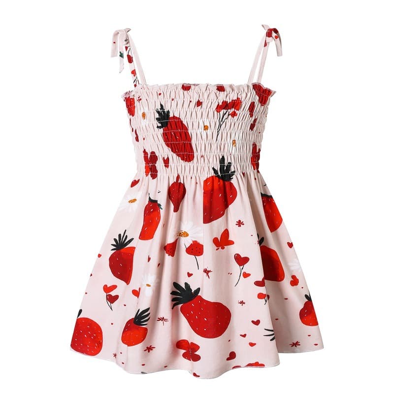 2026 Summer Beach Girl Princess Dress Baby Girl Solid Color Printed Sleeveless Dress Children's Dress Wholesale