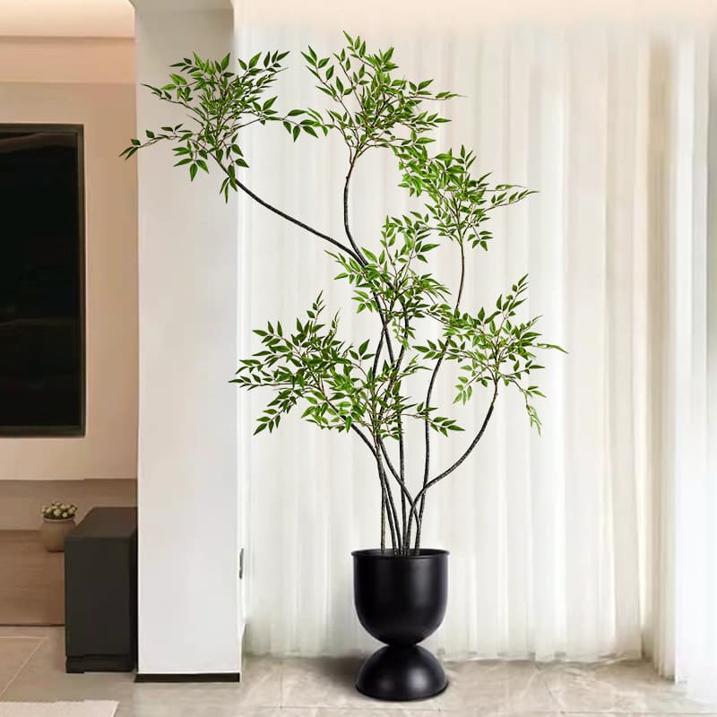 High-End Luxury Artificial Green Plant Nandina Wabi-Sabi Style Indoor Living Room Large Decorative Premium Bionic Plant