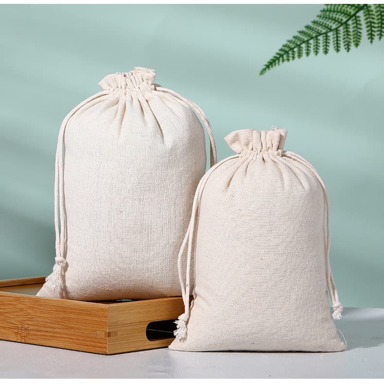 Cotton Linen Drawstring Bag Custom Logo Canvas Bag for Rice, Grains, Clothing Packaging Cross-Border Drawstring Bag