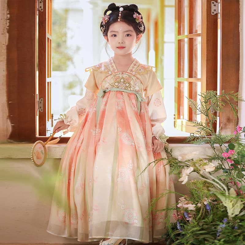 2025 New Chinese-style Hanfu Girl's Autumn Children's Ancient-style Mid-Autumn Festival Dress Tang Suit Princess Dress