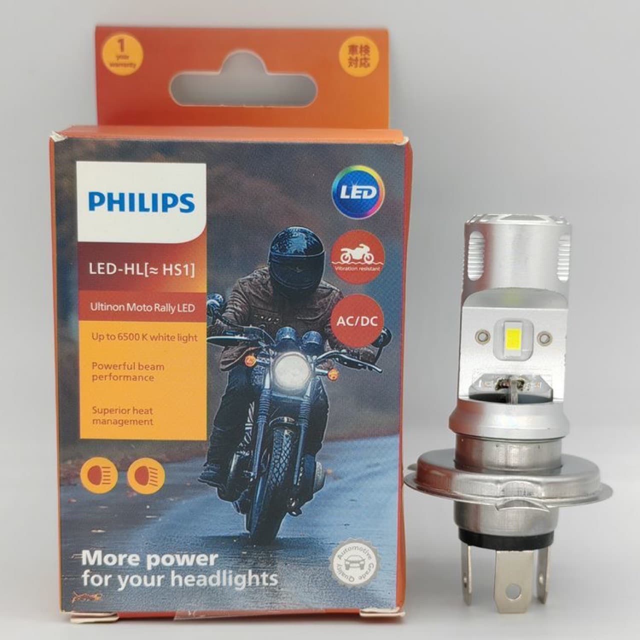 For Philips HS1 Motorcycle Bulb Three-Claw High/Low Beam Integrated Three-Pin H4 12V 12W LED White Light 6500K