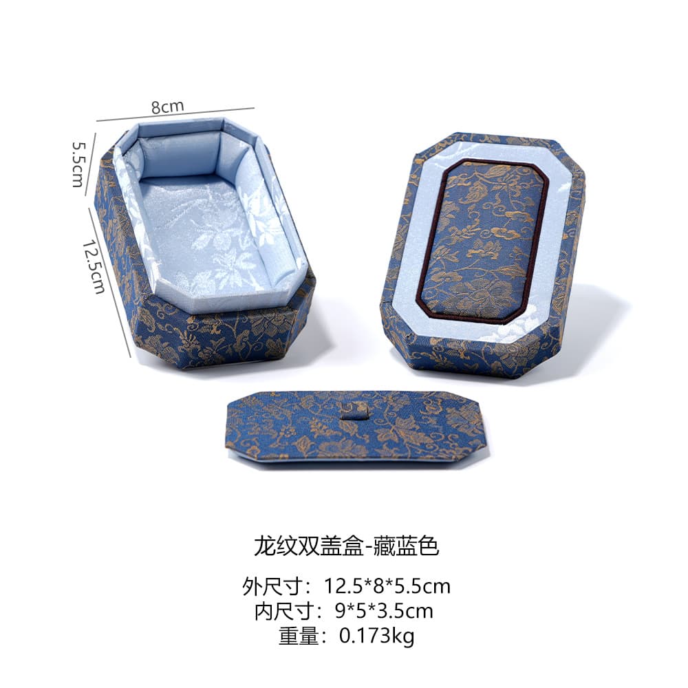 Cross-border Palace Style Embroidered Jewelry Box, Octagonal Box with Lid and Base, Jewelry Bracelet Storage and Packaging Brocade Box