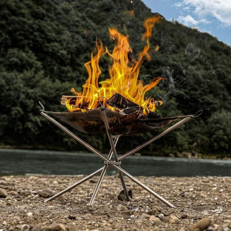 Outdoor Camping Fire Pit Stand Stainless Steel Fire Rack Portable Folding Wood Holder Camping BBQ Grill Rack Heating
