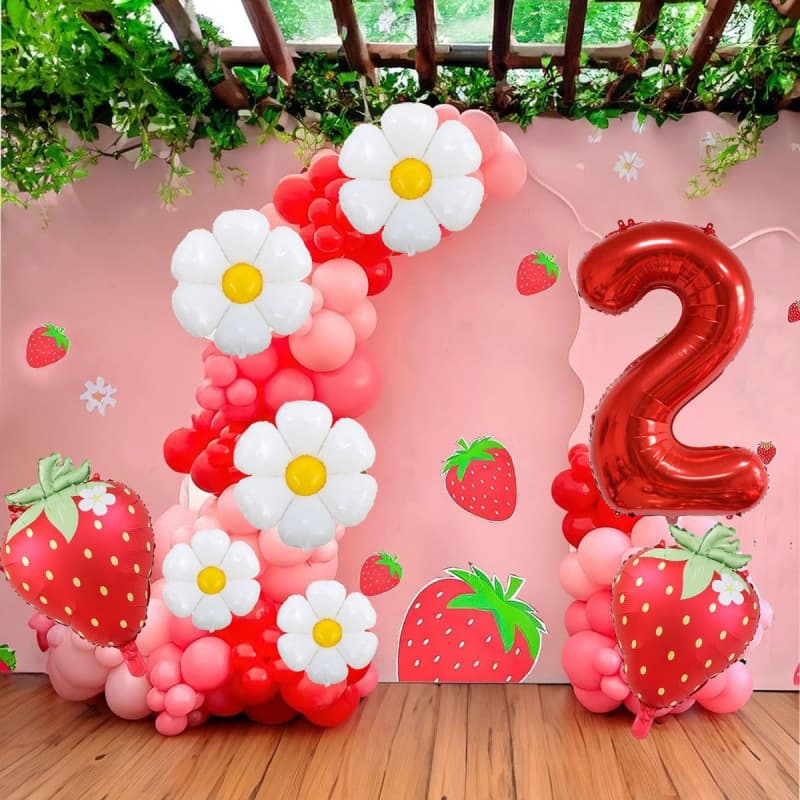 Strawberry Aluminum Foil Balloon Cartoon Daisy Birthday Party Decoration Girl Birthday Decor Balloon