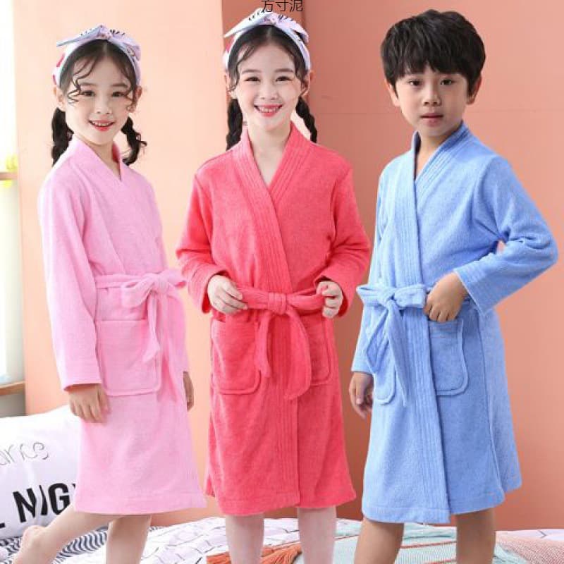 Children's Terry Cloth Bathrobe, Long Sleeve, Baby Thickened Towel, Absorbent Quick-Dry, Hotel Factory Wholesale