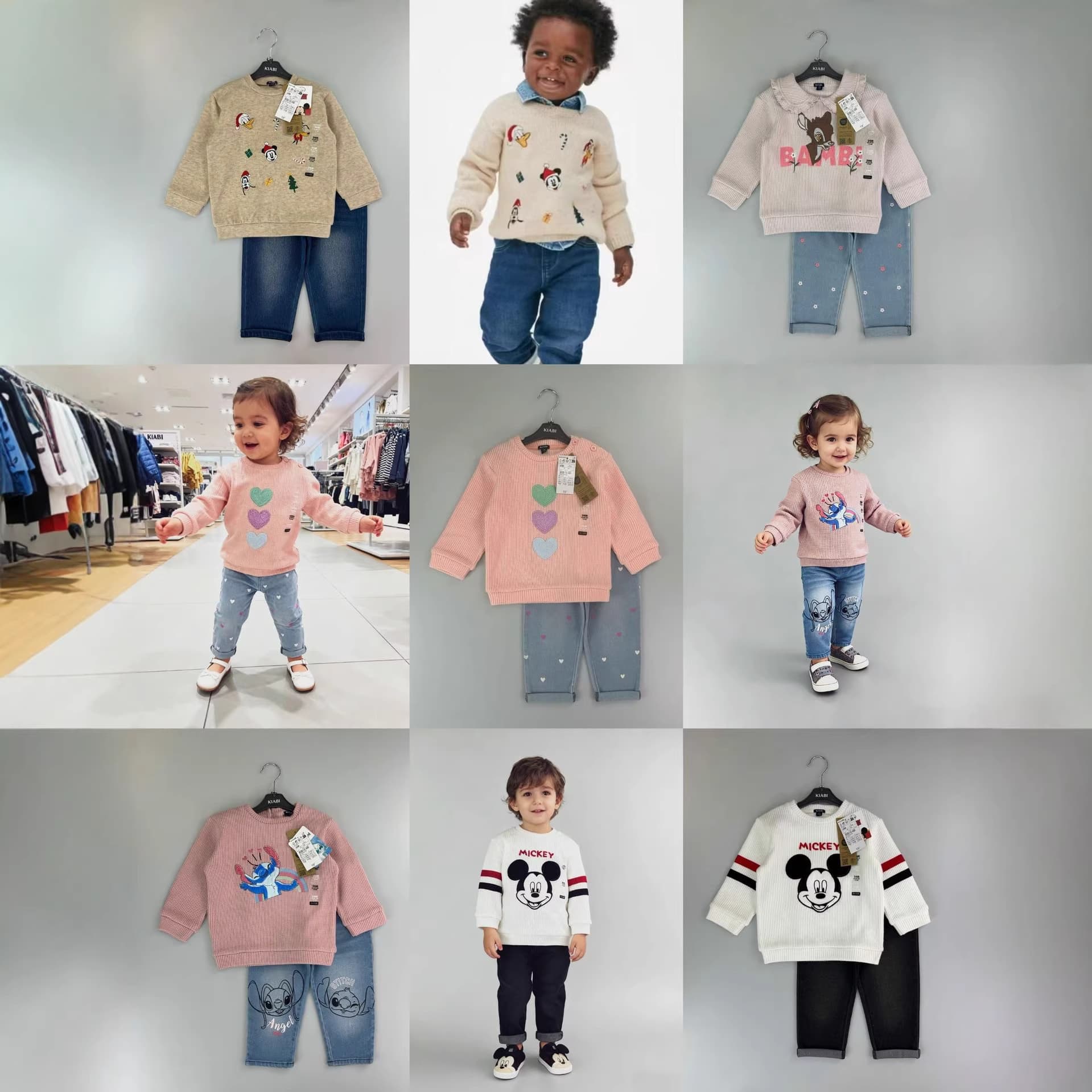 【Direct Wholesale】Kiabi Kids Sweater and Jeans Set with Hanger Kid Jean Set Hanger