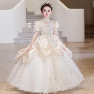 Girls Birthday Evening Dress High-end Luxury Niche Host Wedding Dress Flower Girl Princess Dress Children Performance Costume