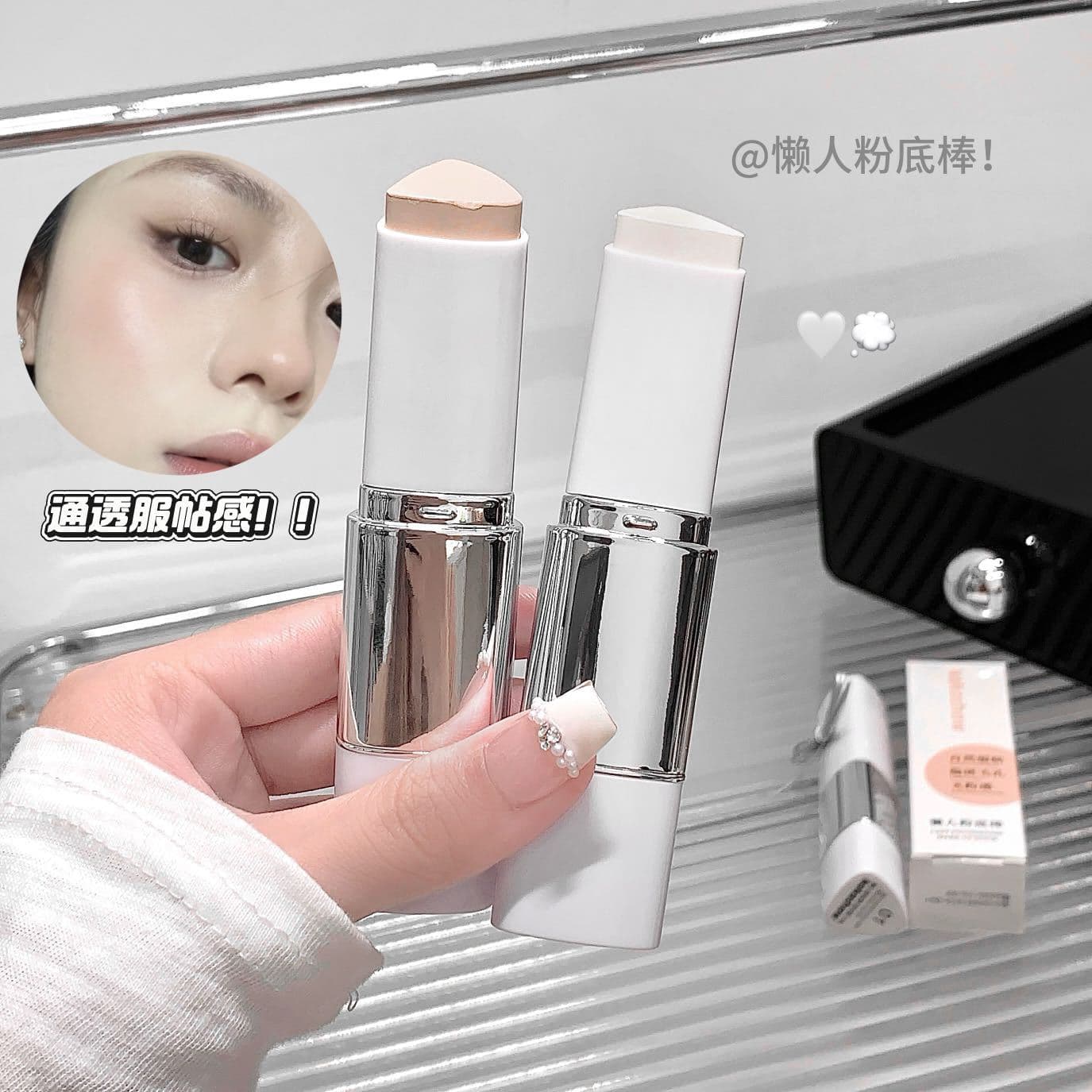 Kakashow Lazy Foundation Stick, Natural Matte Double-Ended with Brush, Smooth and Easy to Blend, Natural Makeup, Sheer and Concealing Base Makeup