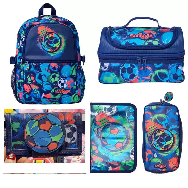 Australian Smiggle school bag student football children's backpack outdoor leisure backpack lunch bag wallet pencil case
