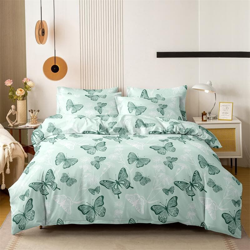 Nantong Source Home Textile Factory Polyester Chemical Fiber Printed Thin Duvet Cover Three-Piece Set Cross-Border Trade