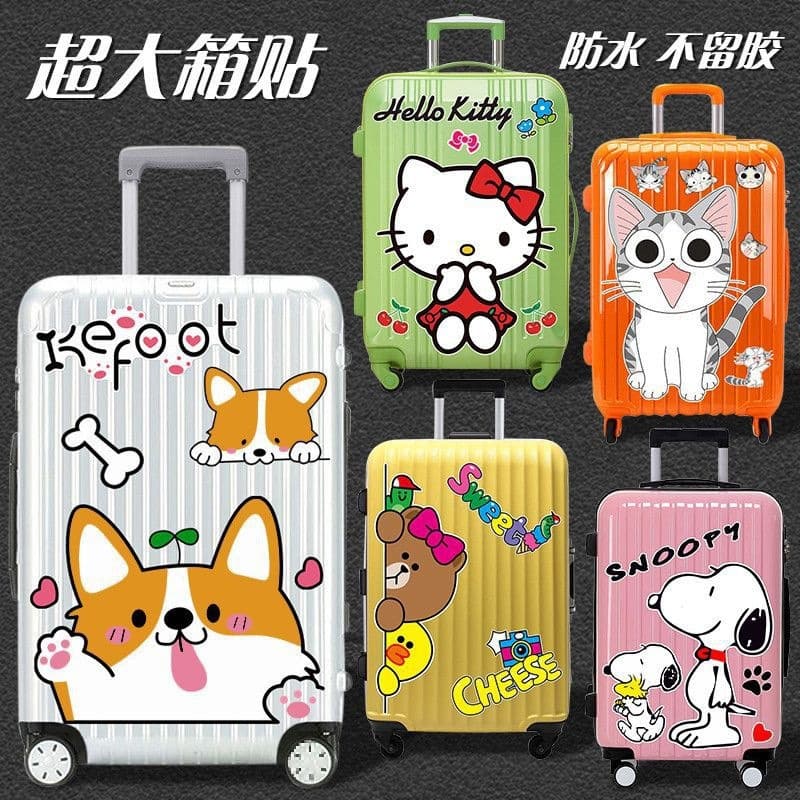 Extra Large Luggage Sticker Cartoon Suitcase Full Wrap Travel Sticker Decal Waterproof