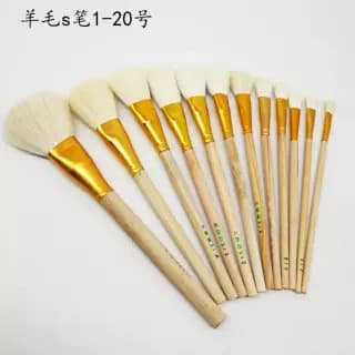 Art Paint Brush, Natural Wood Handle, Painted Ceramic, Wool S Brush, Craft Brush, Soft Wool Brush, Makeup Brush