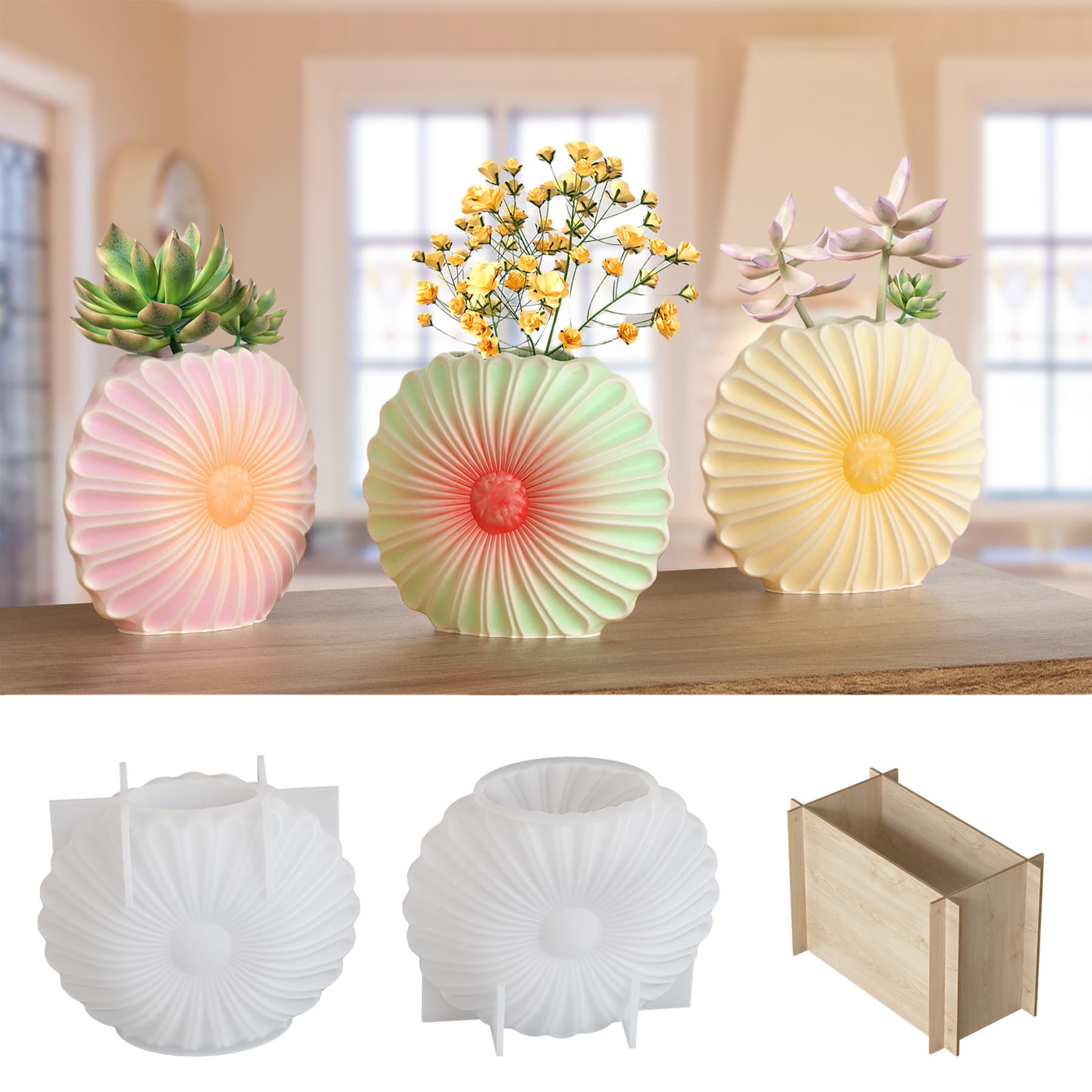 Silicone three-dimensional sunflower vase ornaments silicone mold diy sunflower flower arrangement glue mold