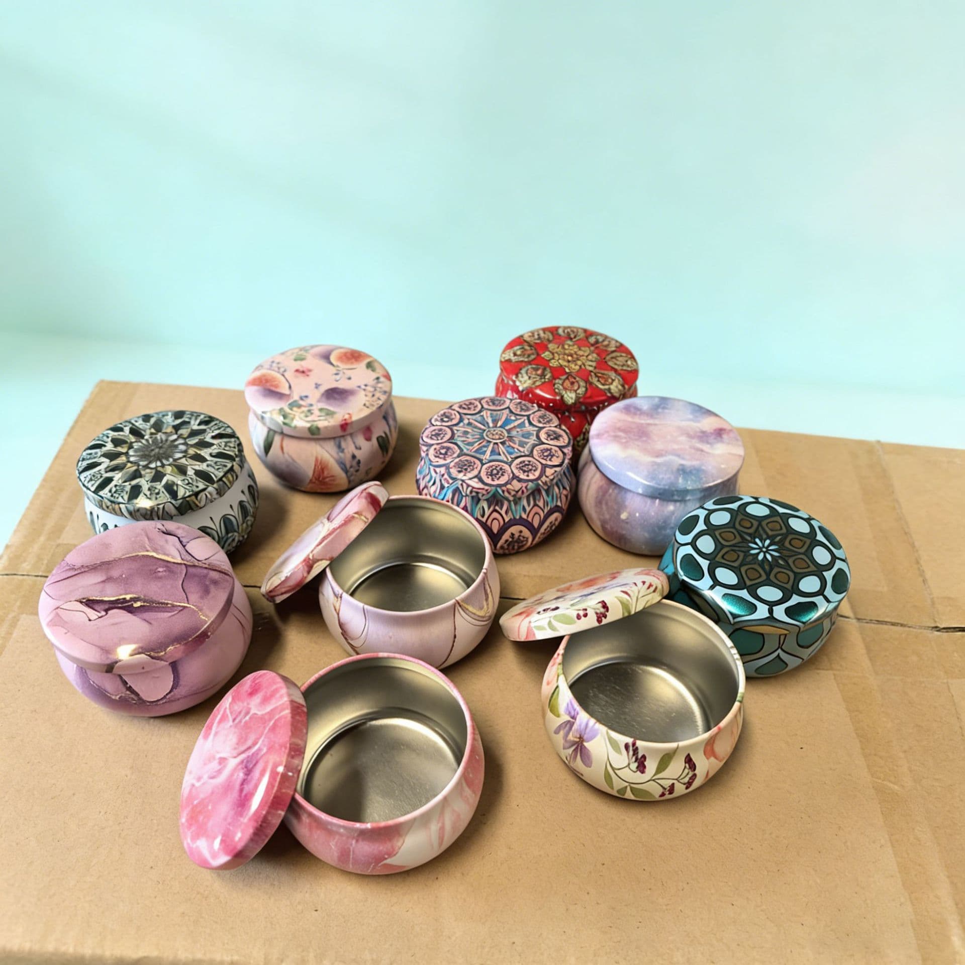Wholesale Stock Tinplate Round Small Iron Can Tea Tin Metal Can Round Candle Empty Can Multiple Styles Hot Selling