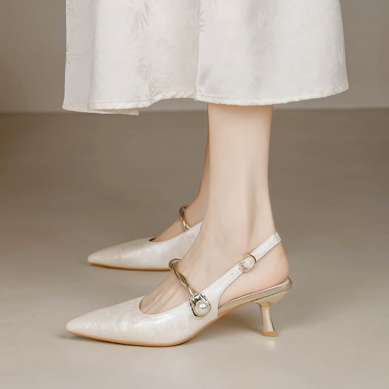 899 Fuxing Women's 2025 Summer New Pointed-Toe New Chinese Style High Heels Women's French Versatile Open-Back Sandals