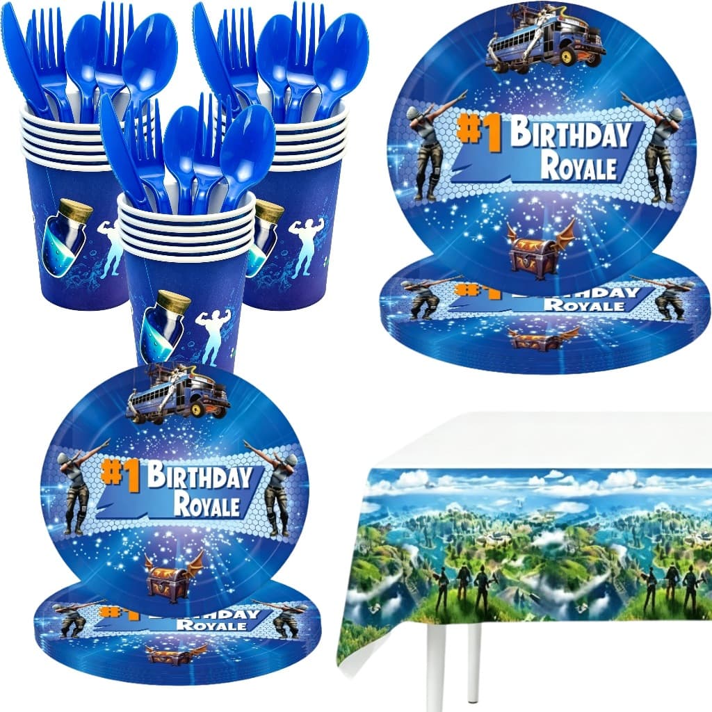 Birthday Royale Fortnite Party Decoration Set Pubg Game Paper Cups Tablecloth Birthday Arrangement