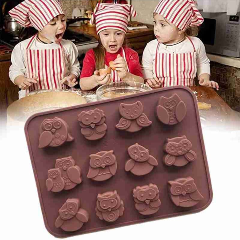 12-Piece Owl Multi-Expression Silicone Chocolate Mold DIY Creative Baking Mold QK17010
