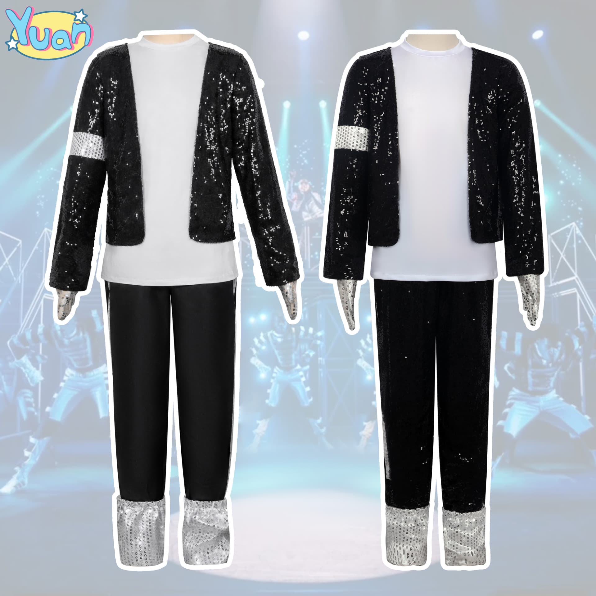 Michael Jackson Cosplay Costume Jackson Sequin Suit Stage Performance Role-Play Cosplay Outfit Cross-Border