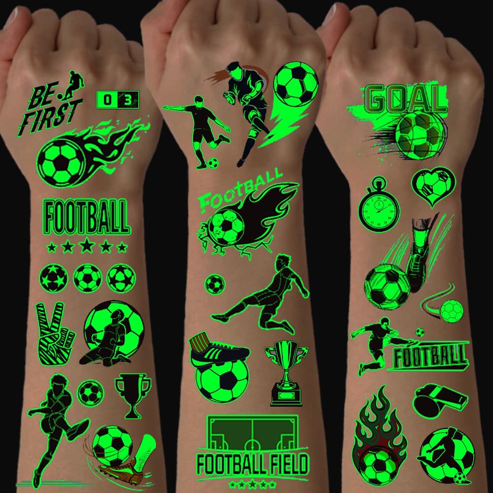 Children's Glow-in-the-Dark Football Tattoo Stickers, Eco-Friendly and Safe, European World Cup Football Event Party Face Stickers, Cross-Border Stock