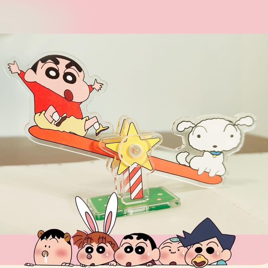 Crayon Shin-chan ins seesaw white desktop ornament acrylic swing cute little red book same style new help