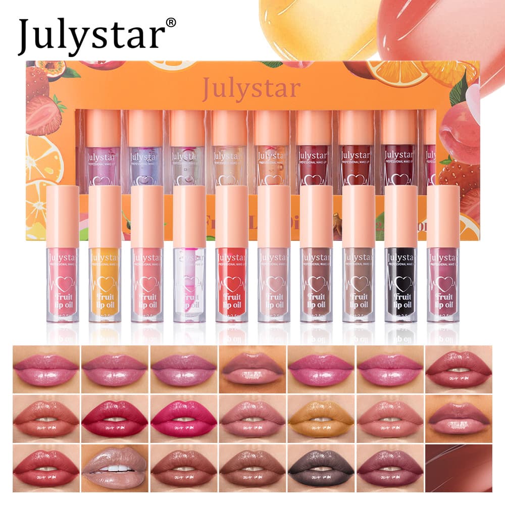 Cross-border lip makeup water gloss lip gloss moisturizing natural lasting waterproof fruity lip gloss ten color suit wholesale