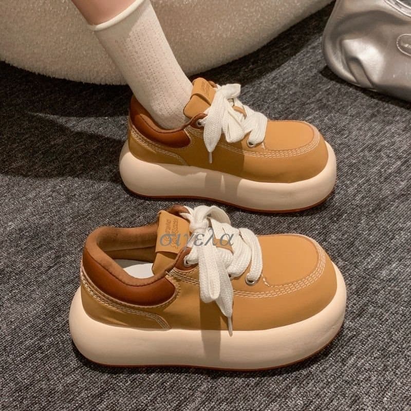 Trendy 5cm Height Increase Version ~ 2026 Spring New Leopard Print Platform Sneakers Thick Sole White Shoes Casual Bread Shoes