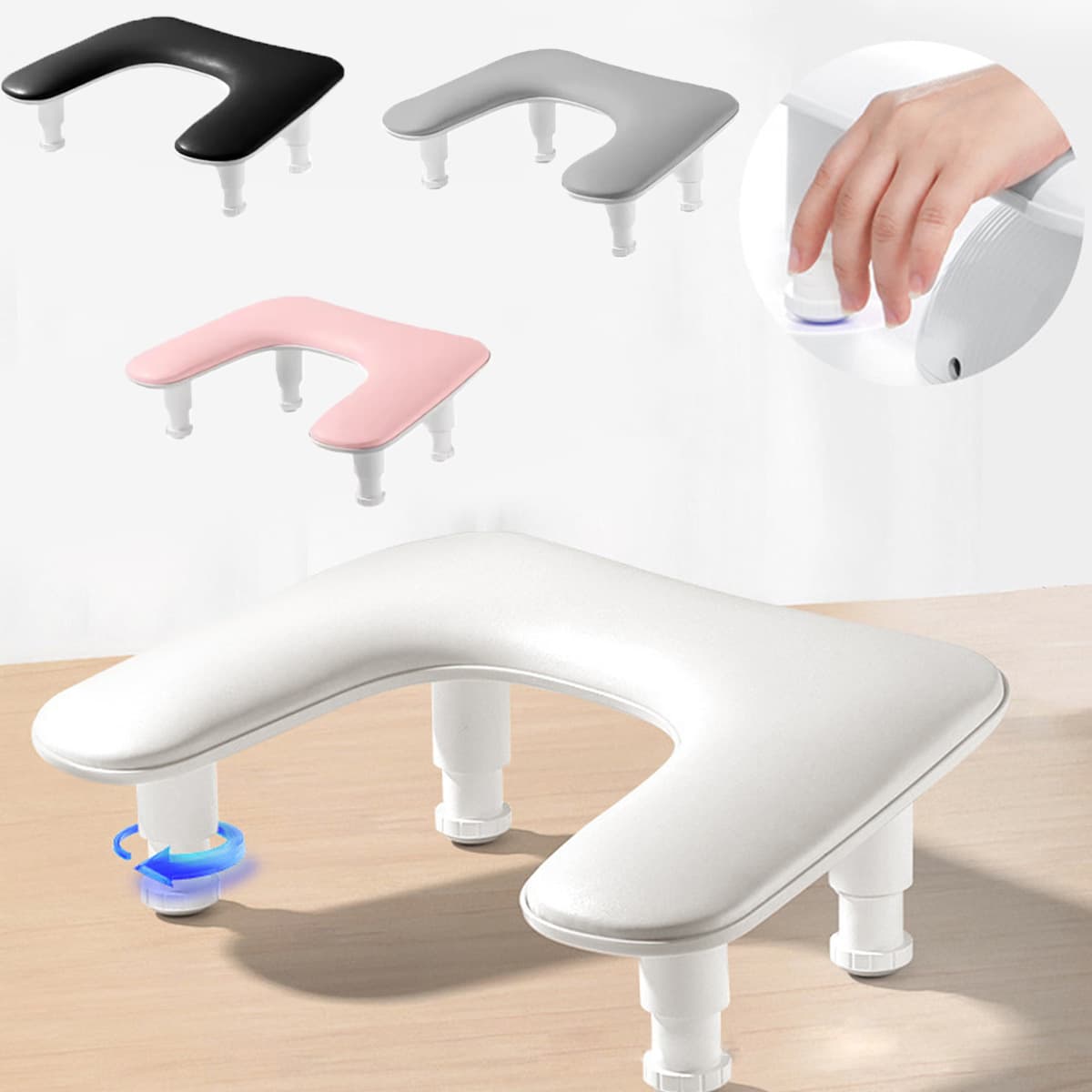U-shaped manicure armrest, adjustable height, comfortable tilt, soft nail armrest, soft PU leather fabric