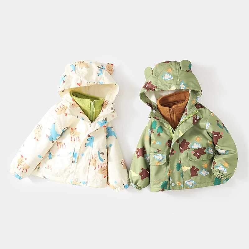 Children's 3-in-1 Parka for Boys and Girls, Windproof and Detachable, Baby Clothing Top