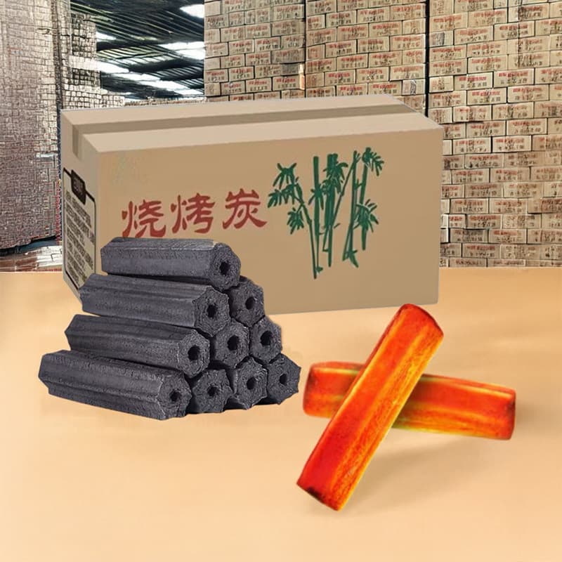 Barbecue Charcoal for Home Use, Quick-Light Machine-Made Bamboo Charcoal Blocks, Wholesale Steel Carbon, Indoor Low-Smoke Charcoal for Grilling and Heating, Machine-Made Charcoal