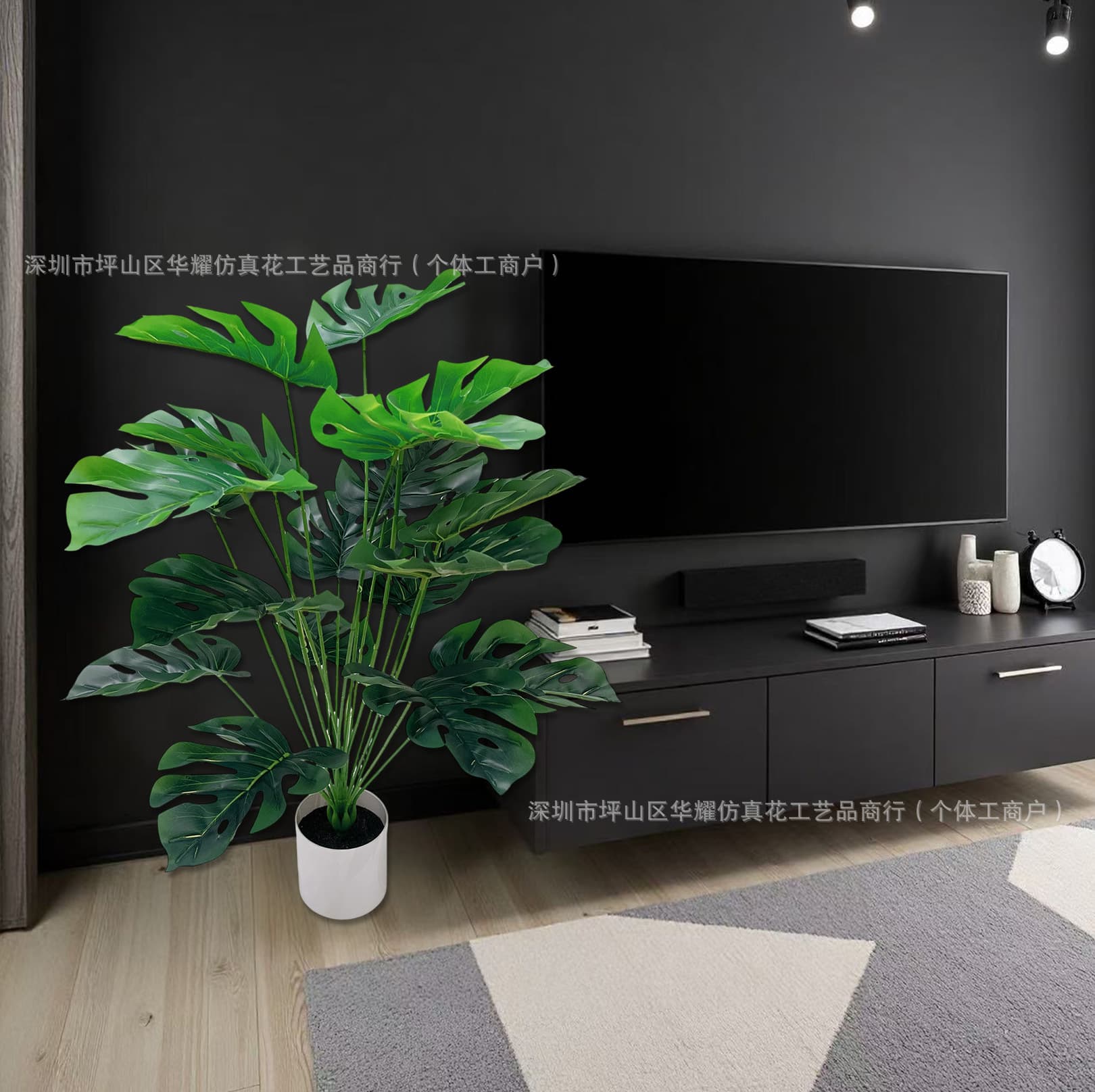 Cross-Border Hot Selling Artificial Fake Flowers Green Plants Monstera Money Tree High-End Realistic Fake Plants Scene Decoration