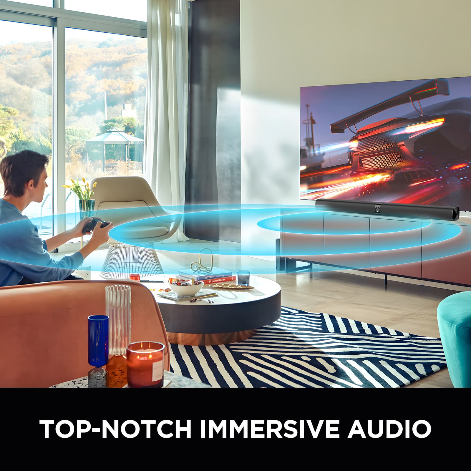 80W BT5.3 Bluetooth Soundbar with Wired and Wireless Connectivity from Source Factory