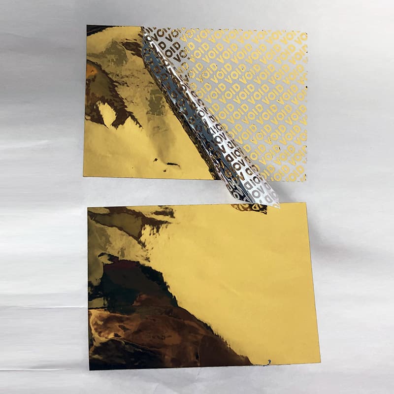 Gold-plated self-adhesive paper VOID anti-counterfeiting sticker material golden peel-off self-adhesive label PET roll material