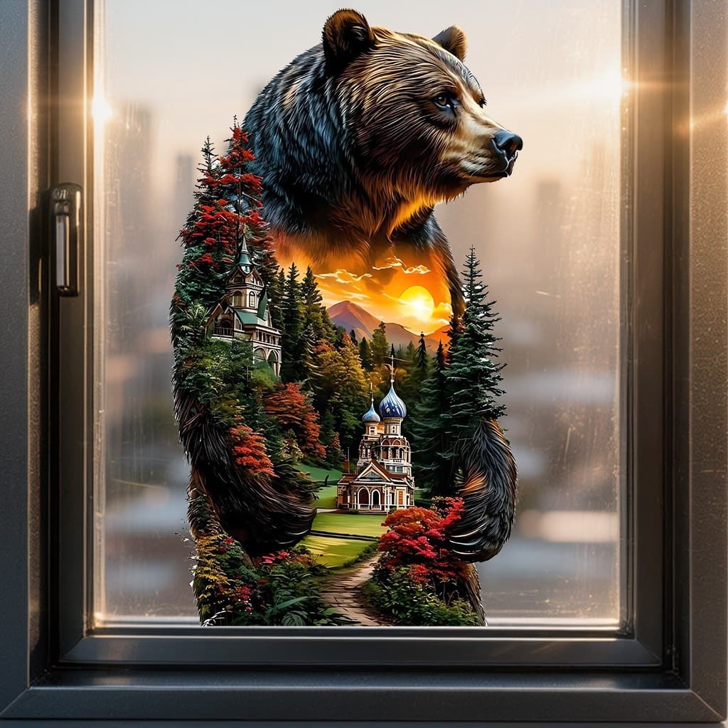 2026 New Self-Adhesive Brown Bear Forest Wall Sticker Living Room Bedroom Wallpaper Decorative Art Sticker Anti-Static