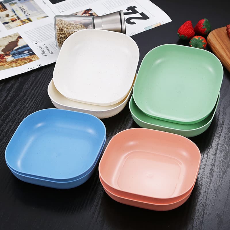 Japanese-style deep square plate for spitting out meat, wheat-based tableware, square plate for home use, fruit dish, plastic snack plate, dried fruit and snack dish.