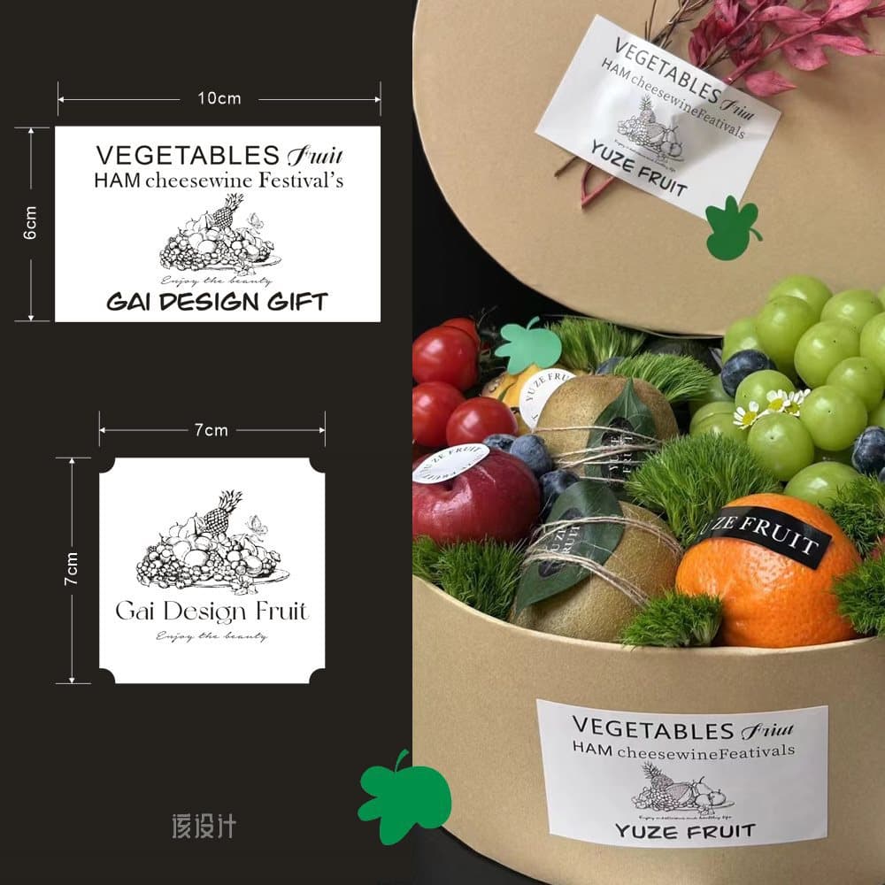 Premium French Fruit Adhesive Label Design Large Advertising Sticker Printing Logo Tags Gift Box Bag Decoration