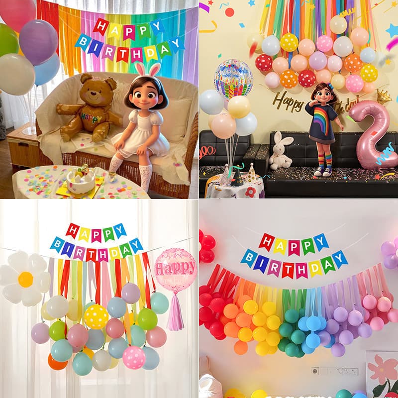Birthday Party Balloon Decorations Boys Girls Baby Children 1st Anniversary Props Background Wall round Latex Balloons Macaron Colors