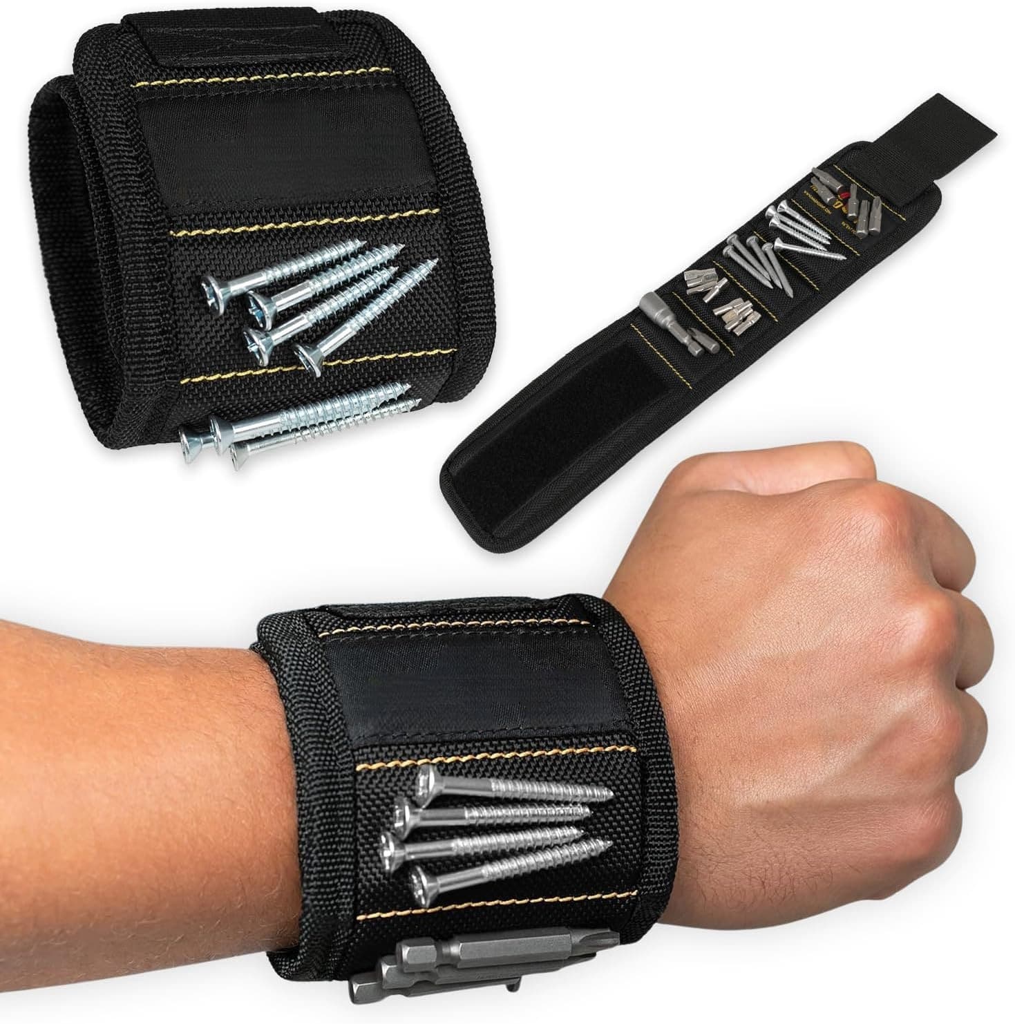 Cross-border Magnetic Wristband with Adhesive Velcro, Magnetic Tool Wrist Strap for Screwdrivers and Screws