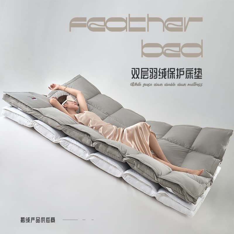 Factory Supply Down Mattress Extra Thick Goose Down Soft Pad Double Bed Mattress Foldable Tatami Five-Star Hotel Exclusive
