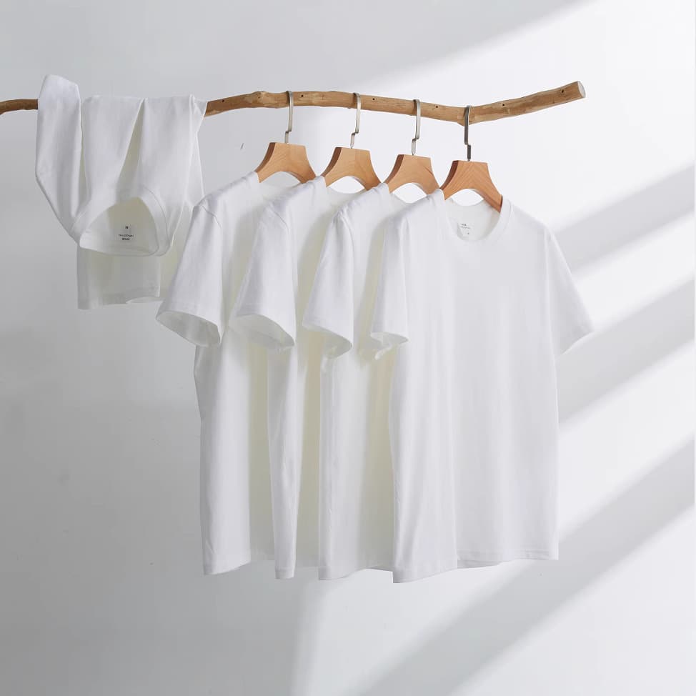 Japanese pure cotton solid color short-sleeved bottoming shirt T-shirt white combed cotton male and female couple pure black inner wear t-shirt pure white t