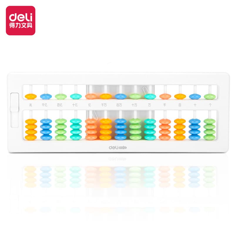 Deli 74362 5-Bead 13-Rod Clear Abacus for Children and Early Education