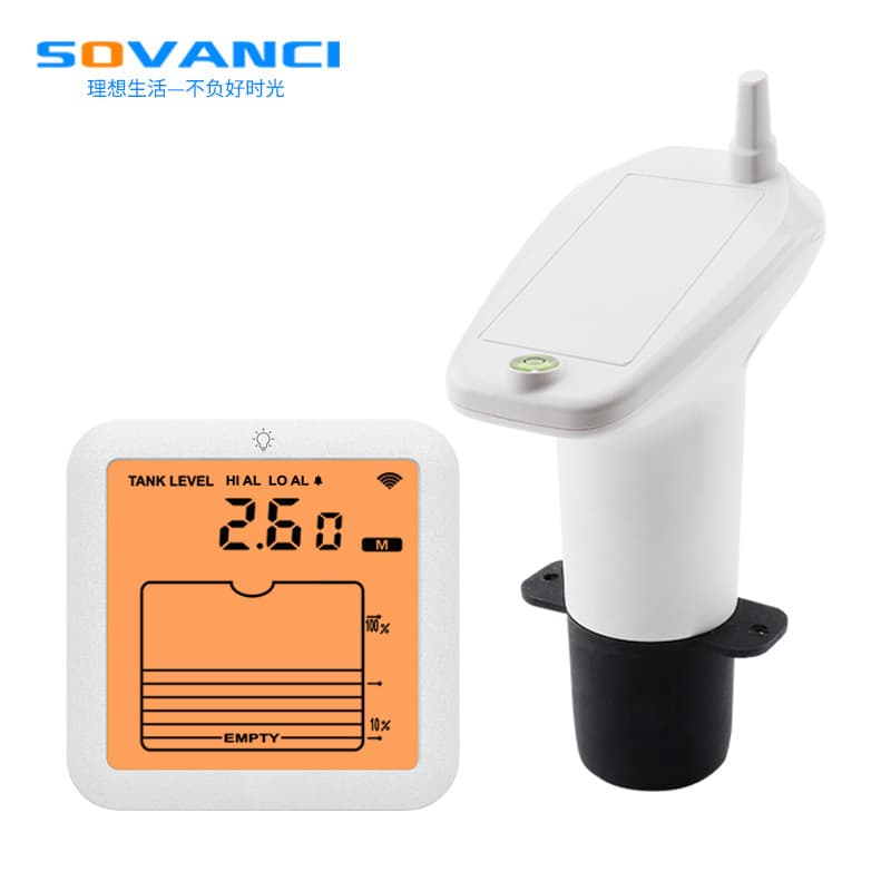 New Wireless Ultrasonic Liquid Level Meter Digital Display Household Water Tank Water Level Monitor with High and Low Water Level Alarm