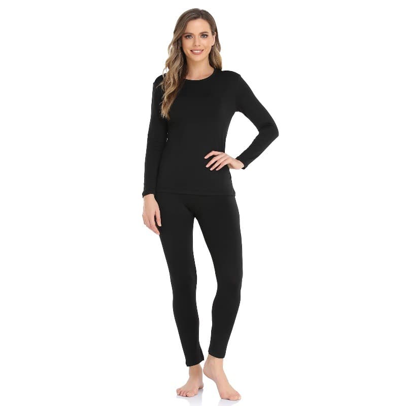 Cross-Border Hot Selling Women's Thermal Underwear Set for Autumn and Winter, Soft and Cold-Resistant Long-Sleeve Base Layer Two-Piece Set