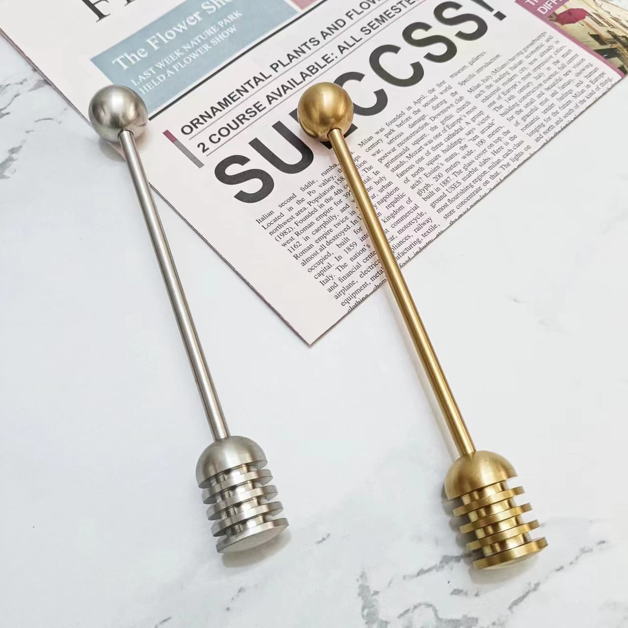 304 stainless steel honey stirrer, straight handle with round bead honey spoon, honey spoon, honey stirring stick, in stock