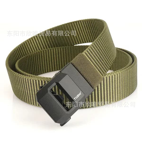 38 cross-border double-layer hardened automatic buckle shooting training quick-hang pistol belt nylon belt outdoor casual leather